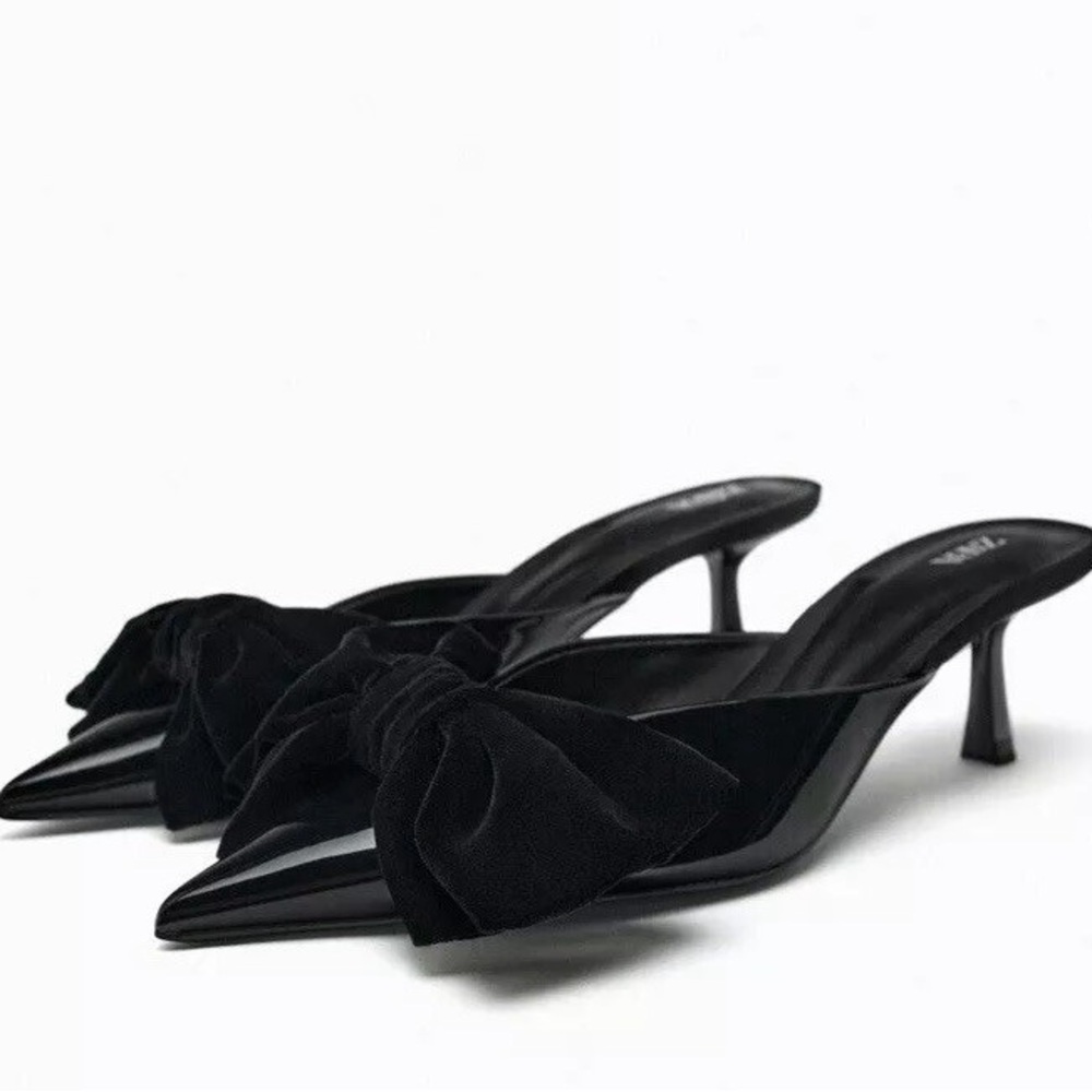 ZARA Heeled Mules with Bow